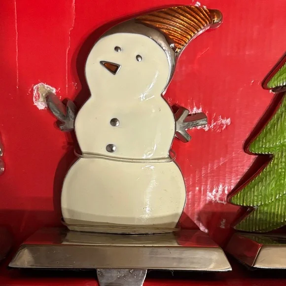Vintage -Festive Stocking Holder Set - snowman, snowflake, tree,santa . - Picture 5 of 11